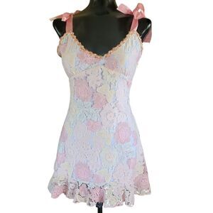 Sugar Thrillz Pastel Floral Lace Mini Dress